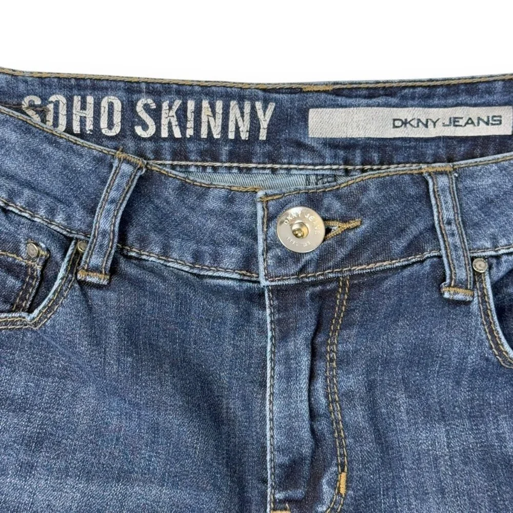 DKNY Jeans Soho Skinny Womens Size 8 Blue Medium Wash Mid-Rise Stretch Denim_9